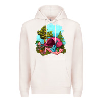 Pale Pink Glamping Camp And Pink Tent Premium Hoodie - BundleAndBundleShop