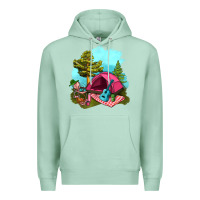 Seafoam Glamping Camp And Pink Tent Premium Hoodie - BundleAndBundleShop
