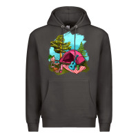 Smoke Glamping Camp And Pink Tent Premium Hoodie - BundleAndBundleShop