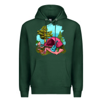 Sports Green Glamping Camp And Pink Tent Premium Hoodie - BundleAndBundleShop