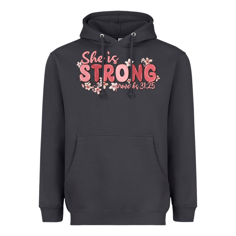 She Is Strong Proverbs 31 25 Heavyweight Hoodie by MaliasSmallBusiness | Teevron