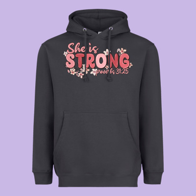 She Is Strong Proverbs 31 25 Heavyweight Hoodie Designed By Maliassmallbusiness