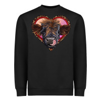 Black leopard heart highland calf Heavyweight Sweatshirt - RanaPortraitStore