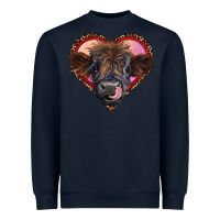 Navy leopard heart highland calf Heavyweight Sweatshirt - RanaPortraitStore