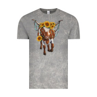 Cloud Rock longhorn cow with sunflowers Vintage Tee - RanaPortraitStore