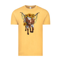 Vintage Mustard longhorn cow with sunflowers Vintage Tee - RanaPortraitStore