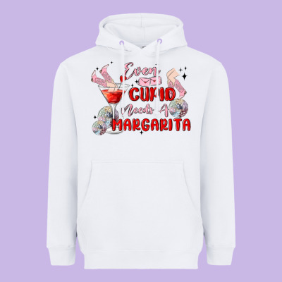 Even Cupid Need A Margarita Heavyweight Hoodie Designed By Maliassmallbusiness