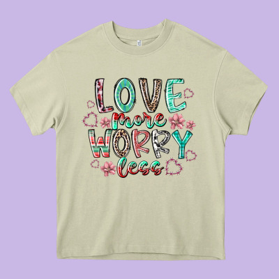 Love More Worry Less Heavy Core Tee Designed By Racoondesign