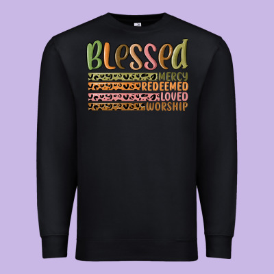 Retro Blessed Redeemed Quotes Premium Sweatshirt Designed By Maliassmallbusiness
