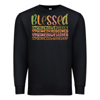 Black retro blessed redeemed quotes Premium Sweatshirt - MaliasSmallBusiness
