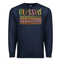 Navy retro blessed redeemed quotes Premium Sweatshirt - MaliasSmallBusiness