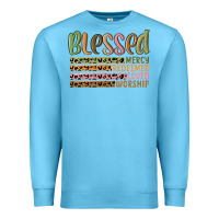 Ocean Blue retro blessed redeemed quotes Premium Sweatshirt - MaliasSmallBusiness