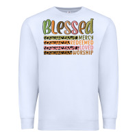 White retro blessed redeemed quotes Premium Sweatshirt - MaliasSmallBusiness