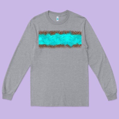 Turquoise Leopard Long Sleeve Tee Designed By Jahusdesignshop