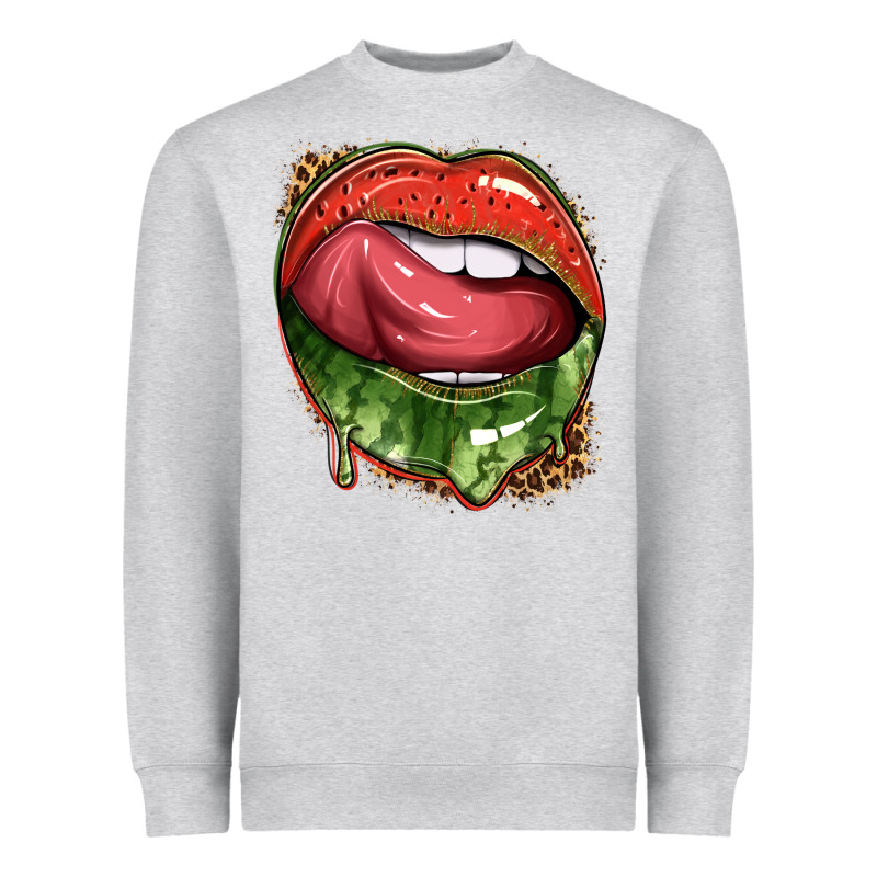Watermelon Lips With Leopard Heavyweight Sweatshirt by texasbilliewilder | Teevron