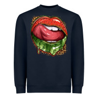 Navy watermelon lips with leopard Heavyweight Sweatshirt - texasbilliewilder