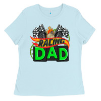 Baby Blue racing dad with racing  equipment Ladies Tee - AdoDesignShop