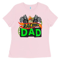 Bubblegum Pink racing dad with racing  equipment Ladies Tee - AdoDesignShop