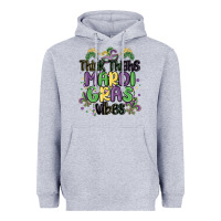 Heather Grey thick thighs mardi gras vibes Heavyweight Hoodie - MaliasSmallBusiness