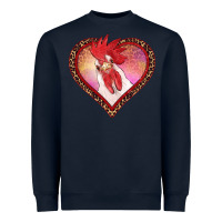 Navy valentine's day rooster with leopard heart Heavyweight Sweatshirt - RanaPortraitStore