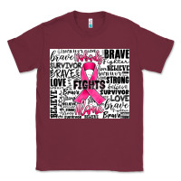 Burgundy breast cancer nobody fights alone Classic Tee - JahusDesignShop