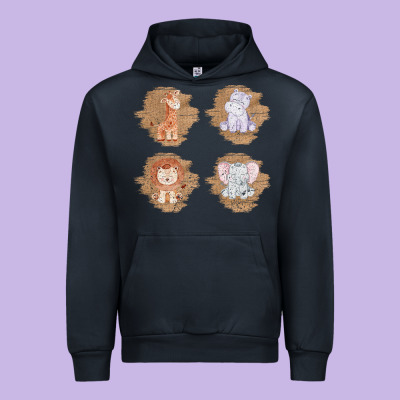 Safari Baby Animal Clipart Urban Hoodie Designed By Bettercallsaul