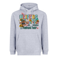 Heather Grey heifers be trippin' Heavyweight Hoodie - MaliasSmallBusiness