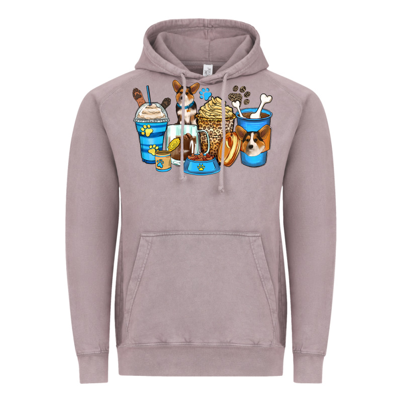 Corgi Coffee Cups Vintage Hoodie by Zillion Design Studio | Teevron