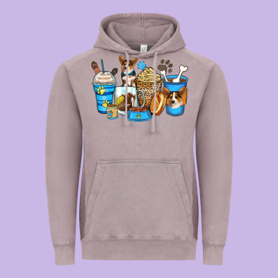 Corgi Coffee Cups Vintage Hoodie Designed By Zillion Design Studio
