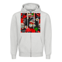 Dove Grey ladybug gnomes seamless pattern Zipper Hoodie - BundleAndBundleShop