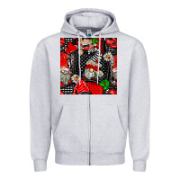 Heather Grey ladybug gnomes seamless pattern Zipper Hoodie - BundleAndBundleShop