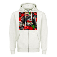 Oatmeal Heather ladybug gnomes seamless pattern Zipper Hoodie - BundleAndBundleShop