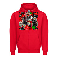 Red ladybug gnomes seamless pattern Zipper Hoodie - BundleAndBundleShop