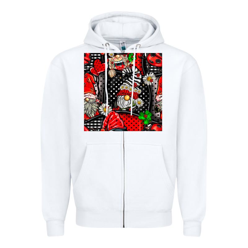 Ladybug Gnomes Seamless Pattern Zipper Hoodie by BundleAndBundleShop | Teevron