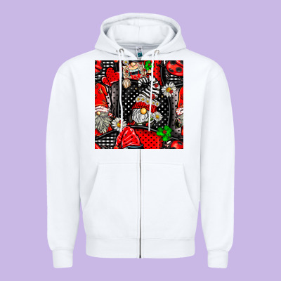 Ladybug Gnomes Seamless Pattern Zipper Hoodie Designed By Bundleandbundleshop