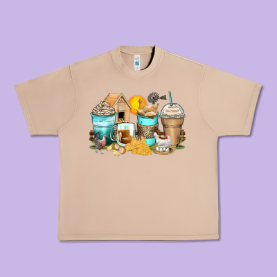 Chicken Coffee Cups Urban Heavy Tee Designed By Zillion Design Studio