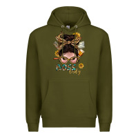 Army Green Western Messy Bun Boss Lady With Money Premium Hoodie - BundleAndBundleShop