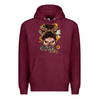 Burgundy Western Messy Bun Boss Lady With Money Premium Hoodie - BundleAndBundleShop