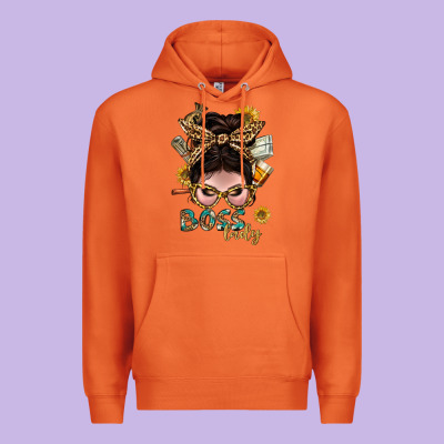 Western Messy Bun Boss Lady With Money Premium Hoodie Designed By Bundleandbundleshop