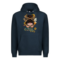 Navy Western Messy Bun Boss Lady With Money Premium Hoodie - BundleAndBundleShop