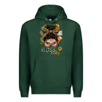 Sports Green Western Messy Bun Boss Lady With Money Premium Hoodie - BundleAndBundleShop