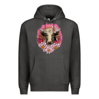 Charcoal Heather v.d lotus and cow Premium Hoodie - AdoDesignShop