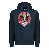 Navy v.d lotus and cow Premium Hoodie - AdoDesignShop