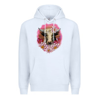 White v.d lotus and cow Premium Hoodie - AdoDesignShop