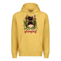 Antique Gold Glamping Messy Bun With Glamping Camp Tent Bbs Premium Hoodie - BundleAndBundleShop