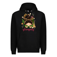 Black Glamping Messy Bun With Glamping Camp Tent Bbs Premium Hoodie - BundleAndBundleShop