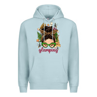 Blue Mist Glamping Messy Bun With Glamping Camp Tent Bbs Premium Hoodie - BundleAndBundleShop