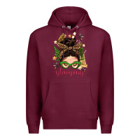 Burgundy Glamping Messy Bun With Glamping Camp Tent Bbs Premium Hoodie - BundleAndBundleShop