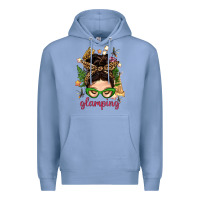 Colony Blue Glamping Messy Bun With Glamping Camp Tent Bbs Premium Hoodie - BundleAndBundleShop