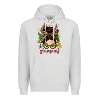 Dove Grey Glamping Messy Bun With Glamping Camp Tent Bbs Premium Hoodie - BundleAndBundleShop